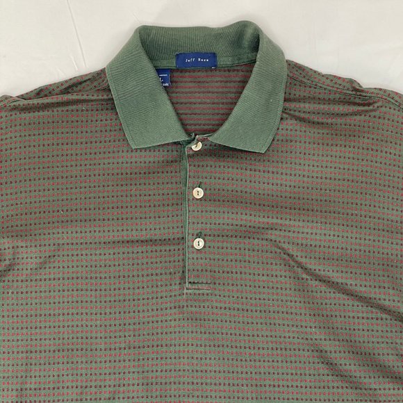 Men's Jeff Rose Polo Shirt Size XL Made in Italy Mercerized Cotton Green Red - Picture 2 of 6